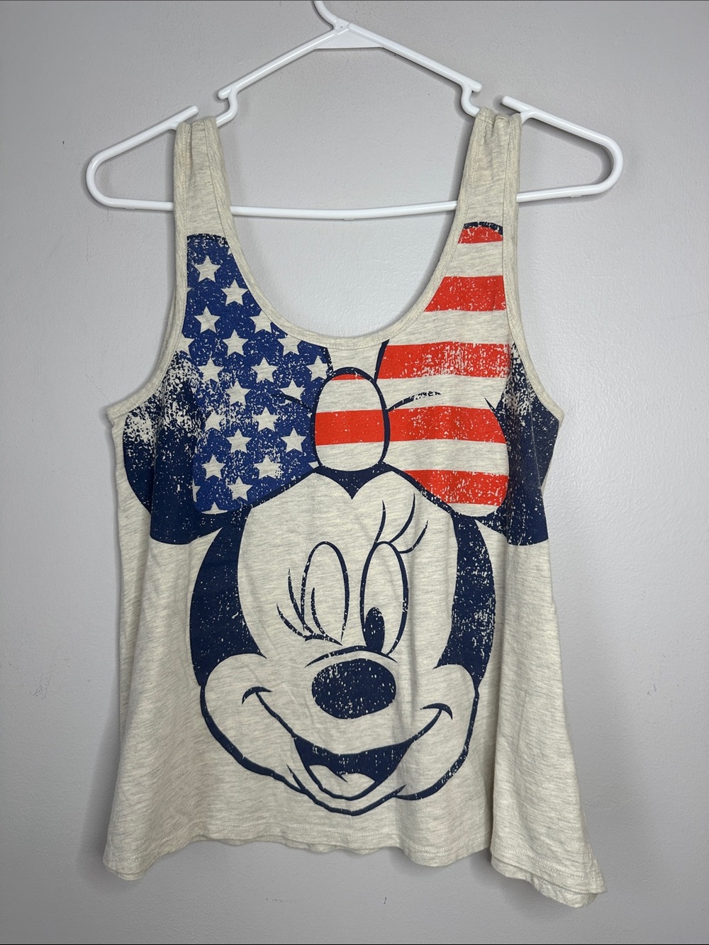 Disney Womens Minnie Mouse with American Flag Bow Size M Tank Top